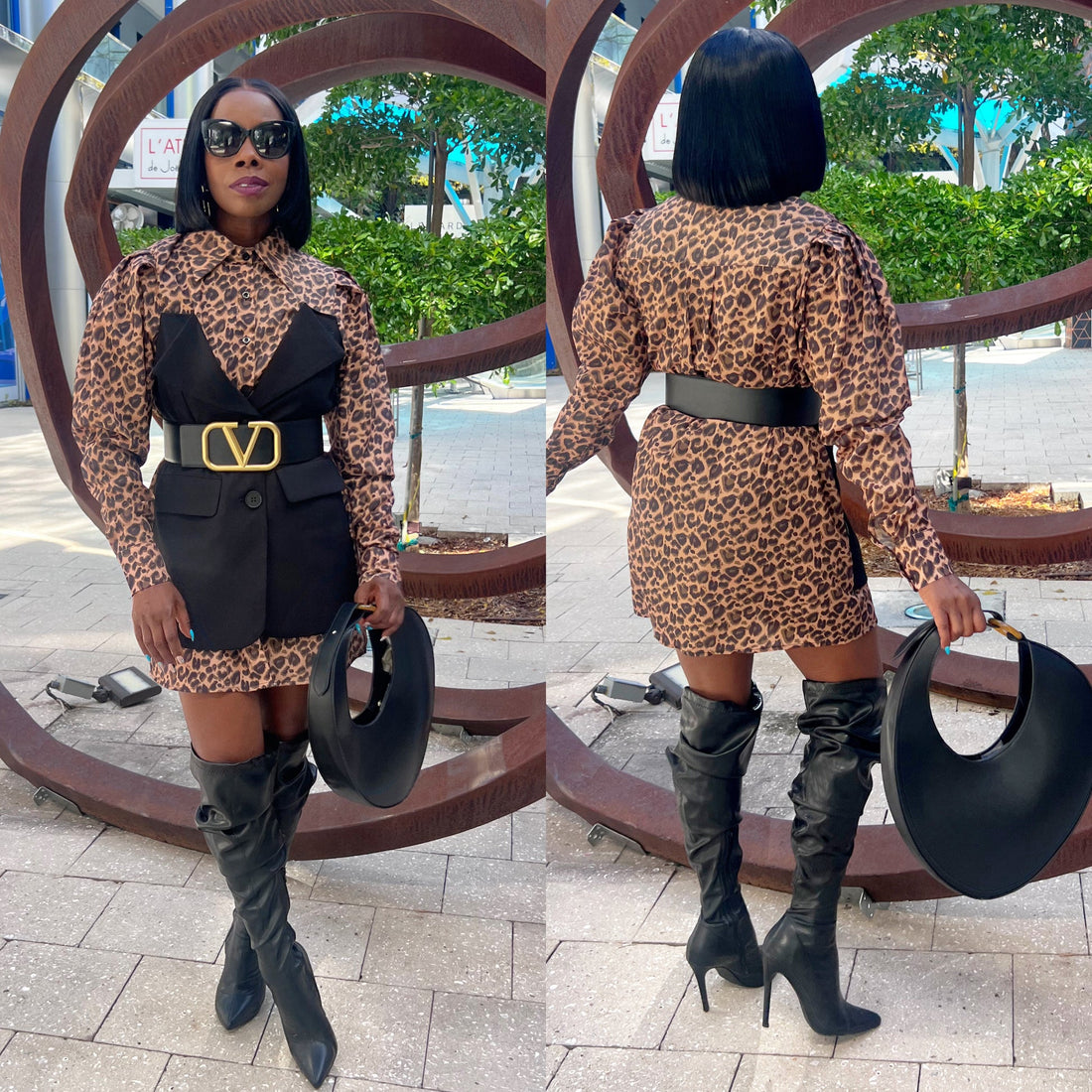 Timeless Elegance: Puff Sleeve Leopard Print Shirt Dress