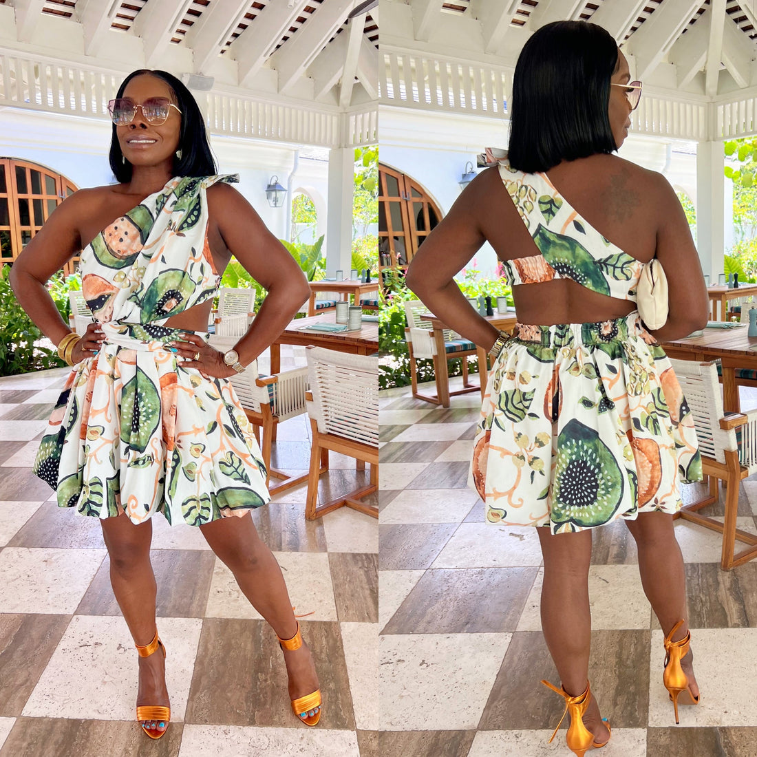 Enchanting Elegance: The Botanical One Shoulder Puff Dress