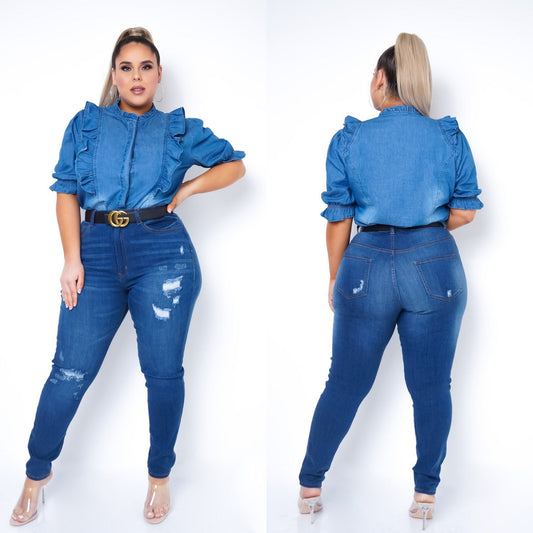 Aria Plus Denim Top